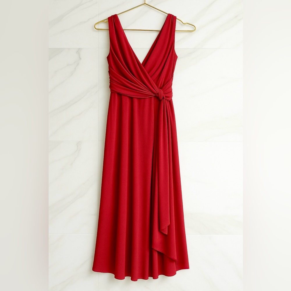 NWT | Donna Karan Red Full Length Maxi Dress | Large